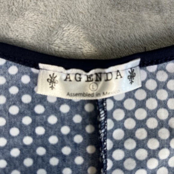 Agenda Women's Blouse Tank Top Sleeveless Sz L Blue/White Dots Beach Nautical - Picture 3 of 7